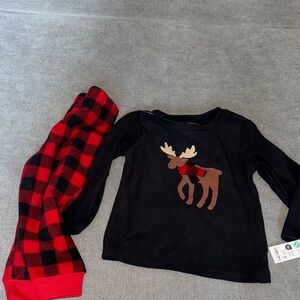 Carters Cozy Kids Pajamas with Moose Design - Black and Red